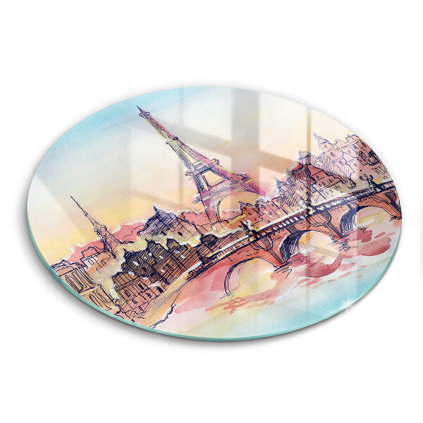 Chopping board glass Paris landscape Eiffel Tower