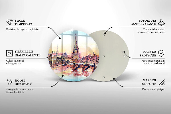 Chopping board glass Paris landscape Eiffel Tower