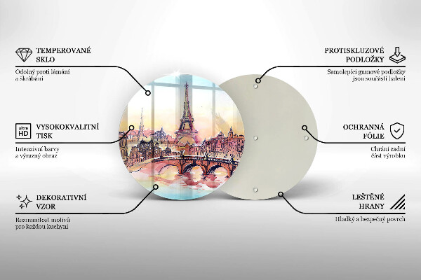 Chopping board glass Paris landscape Eiffel Tower