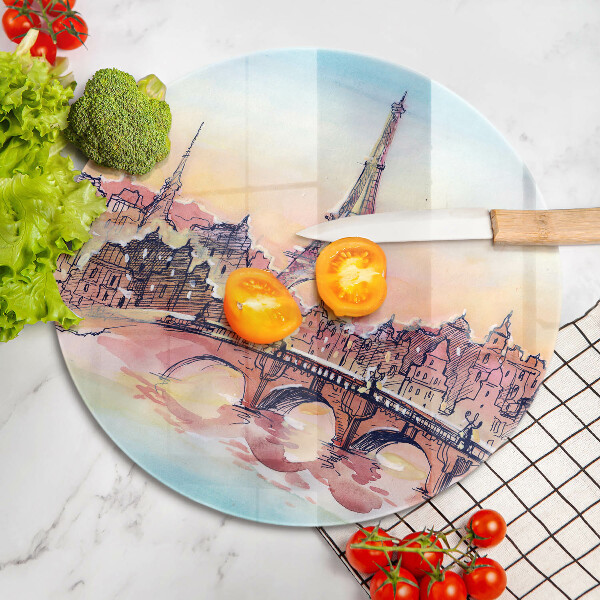 Chopping board glass Paris landscape Eiffel Tower