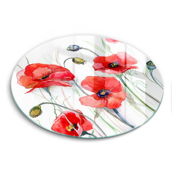 Chopping board glass Red flowers