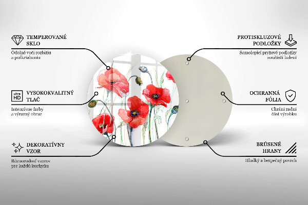 Chopping board glass Red flowers