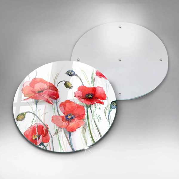 Chopping board glass Red flowers