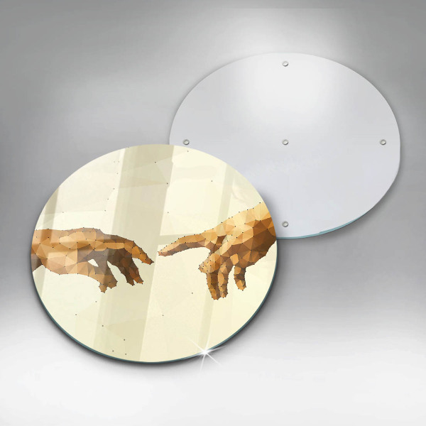 Chopping board glass Creation of Adam hands