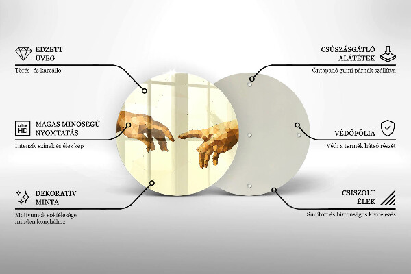 Chopping board glass Creation of Adam hands