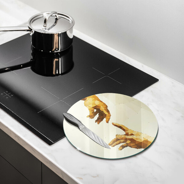 Chopping board glass Creation of Adam hands