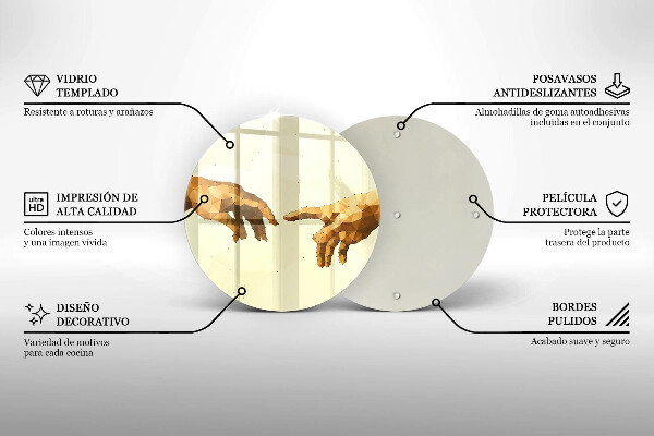 Chopping board glass Creation of Adam hands
