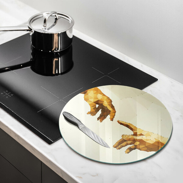 Chopping board glass Creation of Adam hands