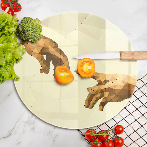Chopping board glass Creation of Adam hands