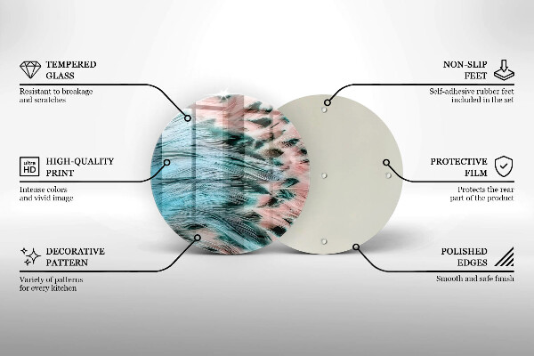 Chopping board glass Boho bird feathers