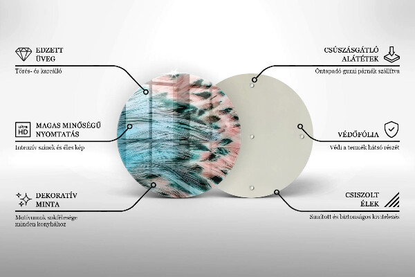 Chopping board glass Boho bird feathers