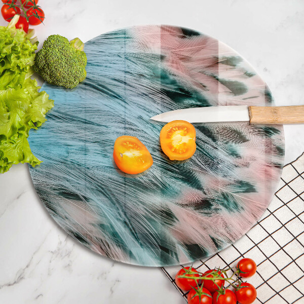 Chopping board glass Boho bird feathers