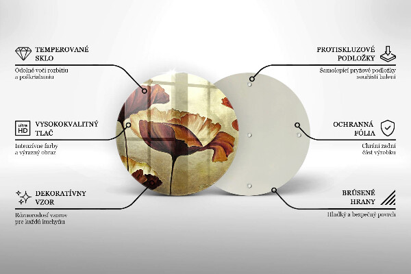 Chopping board glass Painted boho flowers