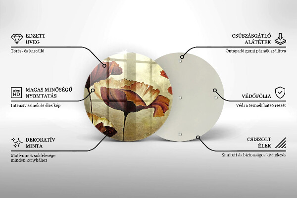 Chopping board glass Painted boho flowers