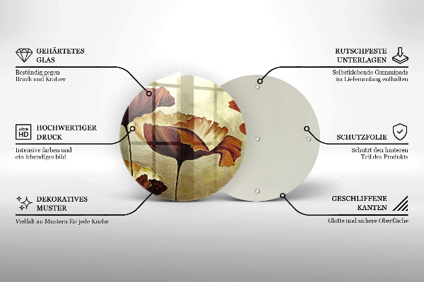 Chopping board glass Painted boho flowers