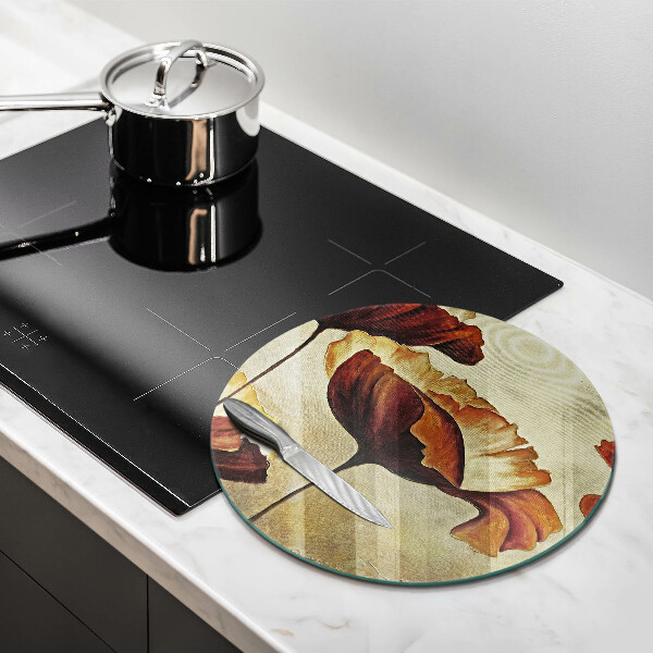 Chopping board glass Painted boho flowers