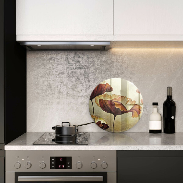 Chopping board glass Painted boho flowers