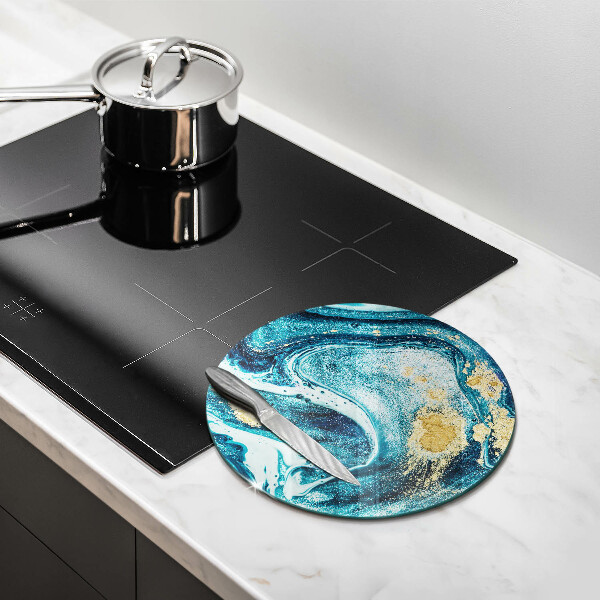 Chopping board Blue abstraction gold