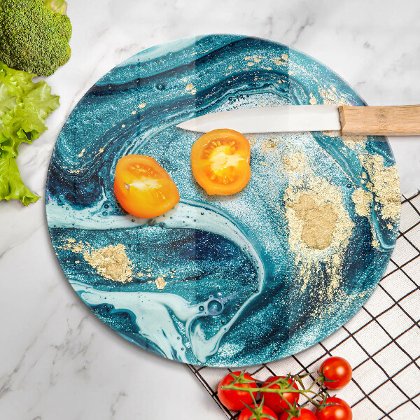 Chopping board Blue abstraction gold