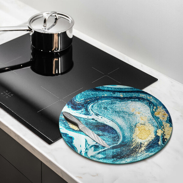 Chopping board Blue abstraction gold