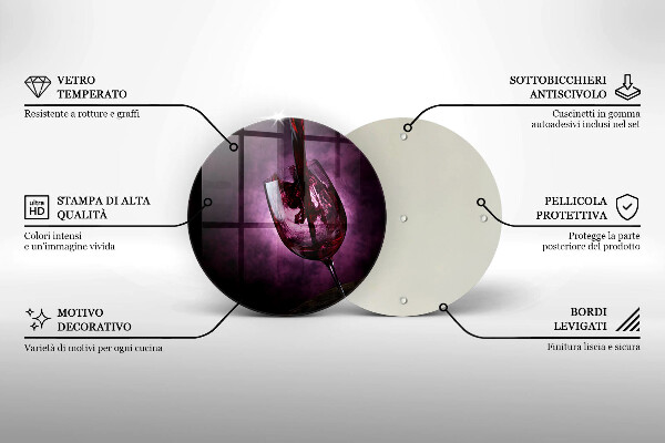 Chopping board glass A glass of wine