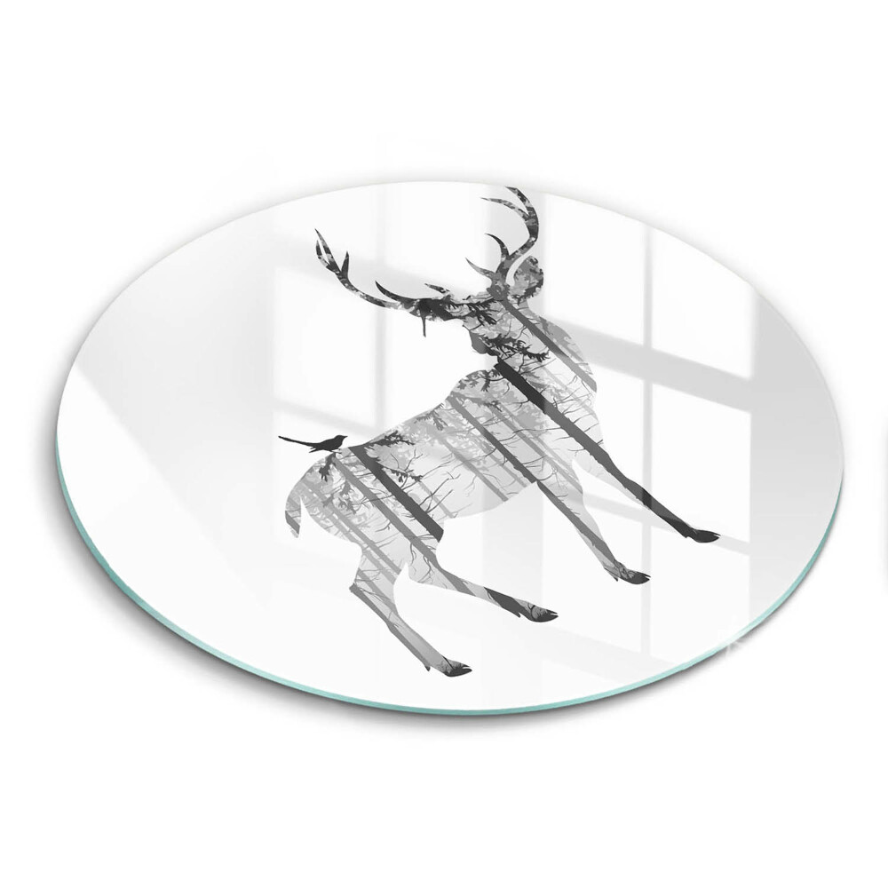 Chopping board glass Illustration of deer and forest