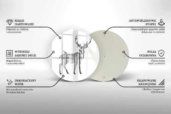 Chopping board glass Illustration of deer and forest