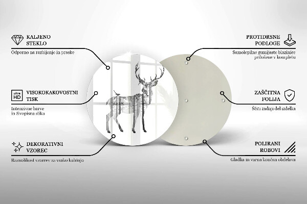 Chopping board glass Illustration of deer and forest