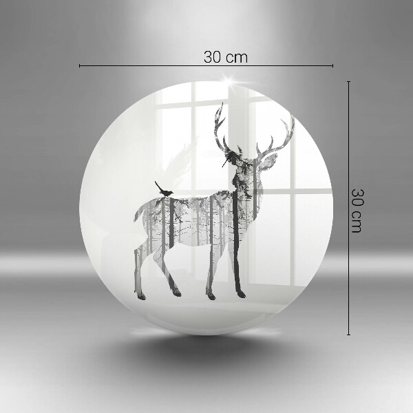 Chopping board glass Illustration of deer and forest
