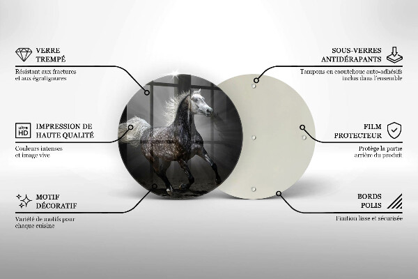 Chopping board glass Horse at a gallop