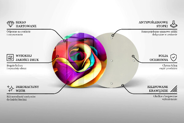 Chopping board glass Colorful rose petals