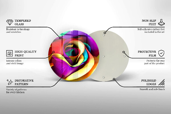 Chopping board glass Colorful rose petals