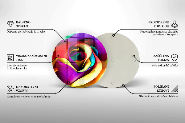 Chopping board glass Colorful rose petals