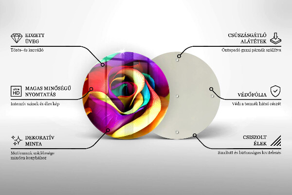 Chopping board glass Colorful rose petals