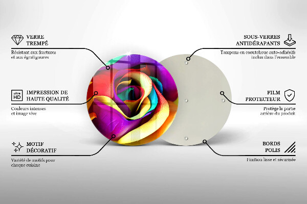 Chopping board glass Colorful rose petals