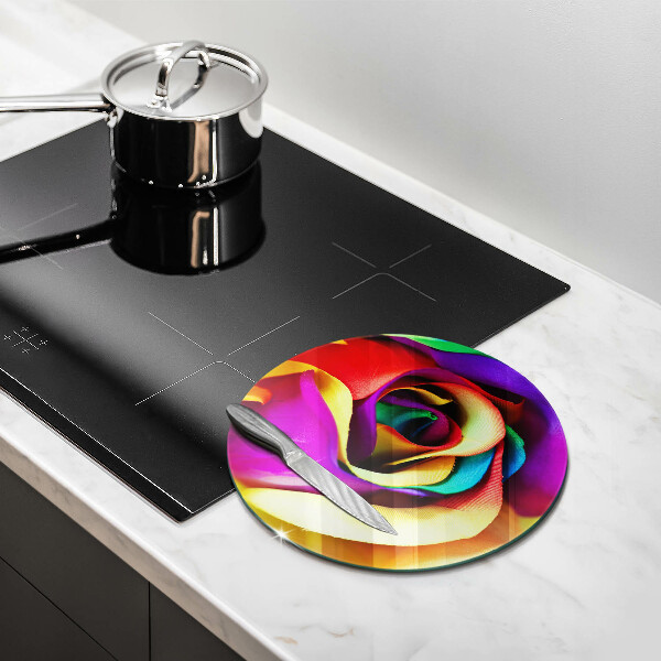 Chopping board glass Colorful rose petals