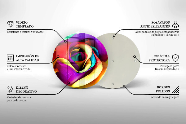 Chopping board glass Colorful rose petals