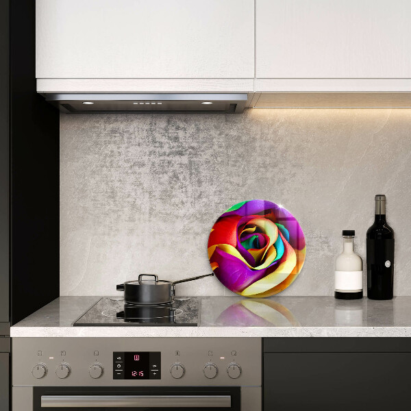 Chopping board glass Colorful rose petals