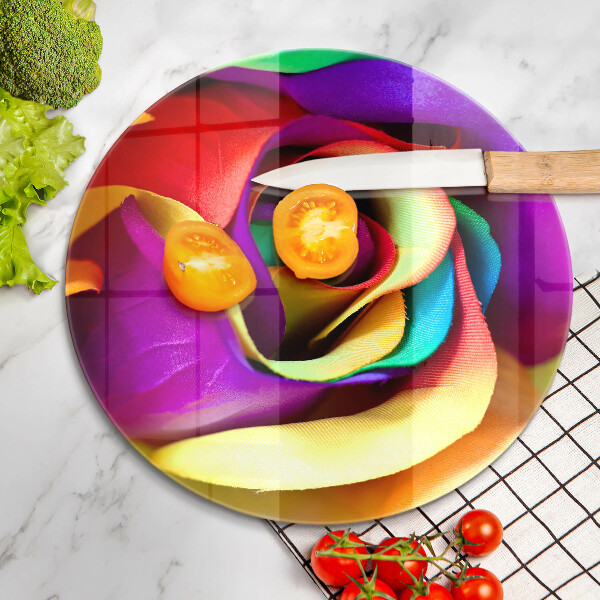 Chopping board glass Colorful rose petals