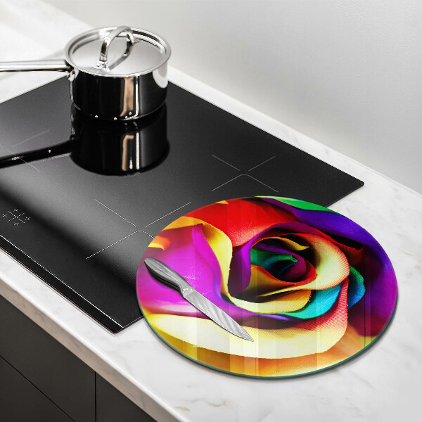 Chopping board glass Colorful rose petals