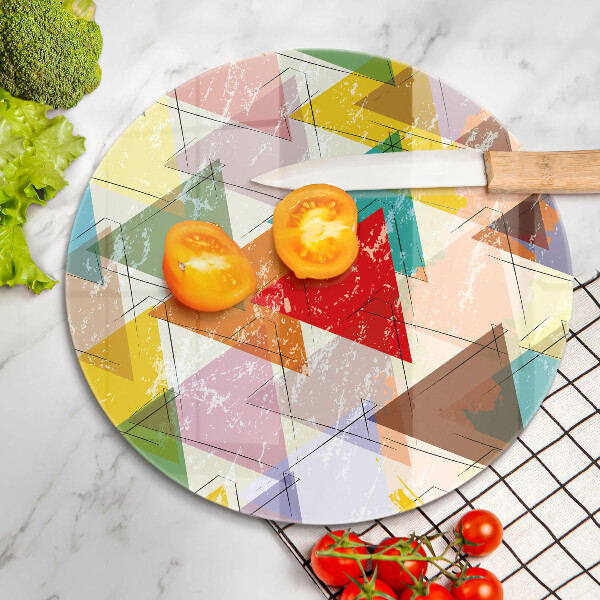 Chopping board glass Painted triangles