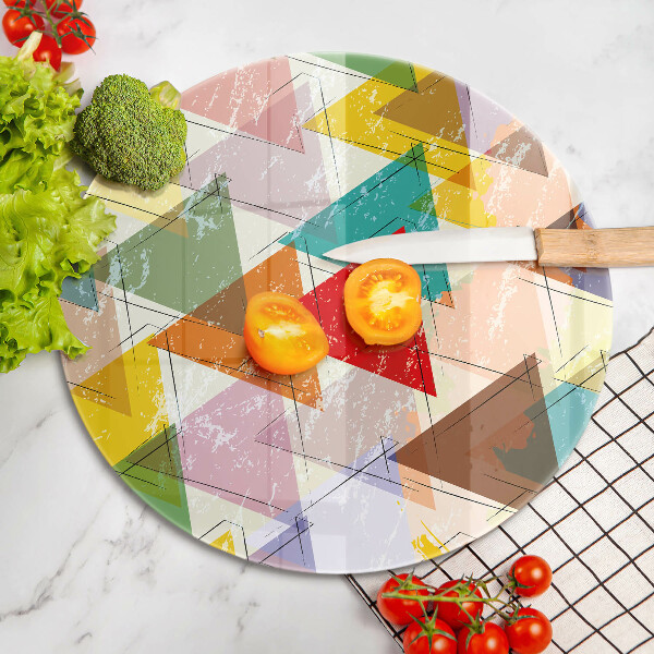 Chopping board glass Painted triangles