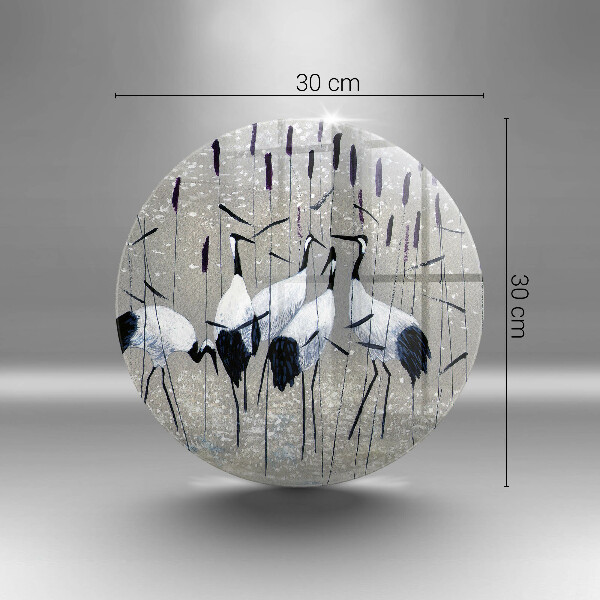 Chopping board glass Japanese cranes