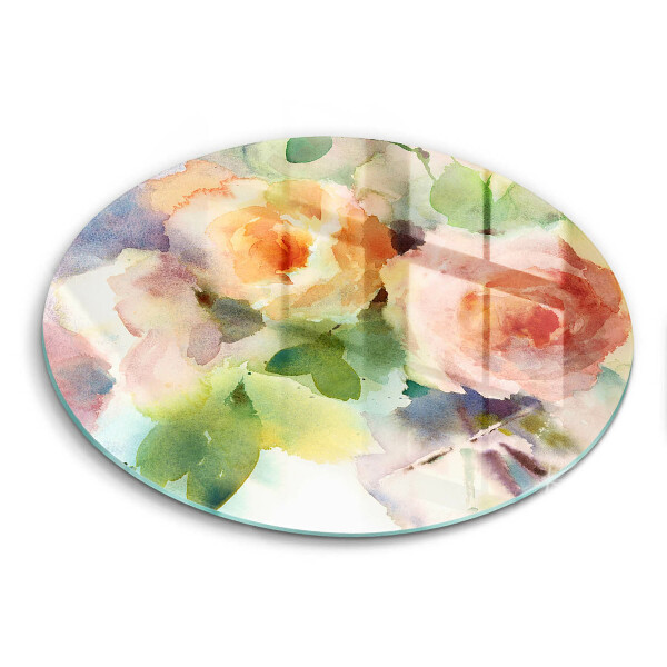 Chopping board glass Painted flowers