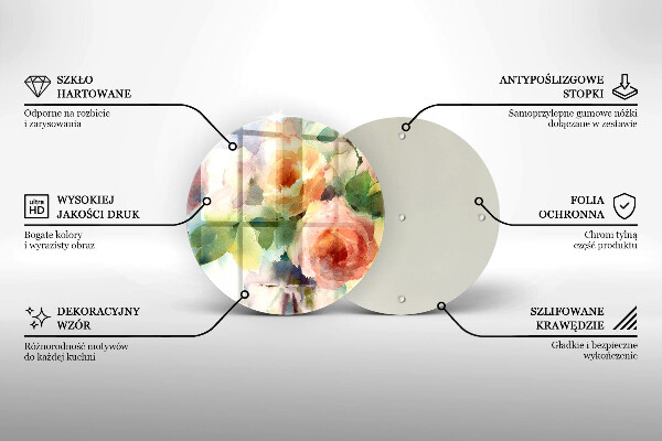 Chopping board glass Painted flowers