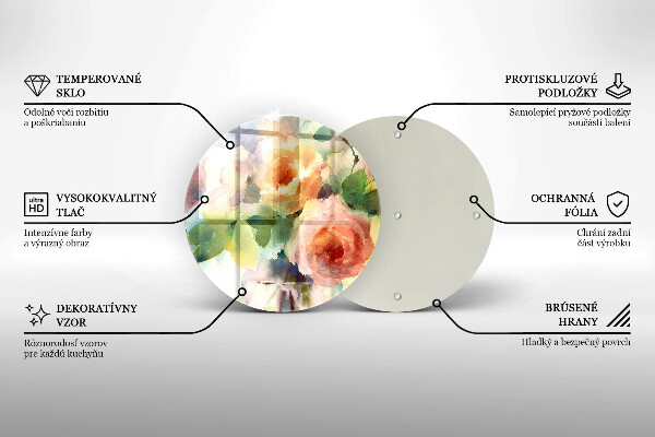 Chopping board glass Painted flowers