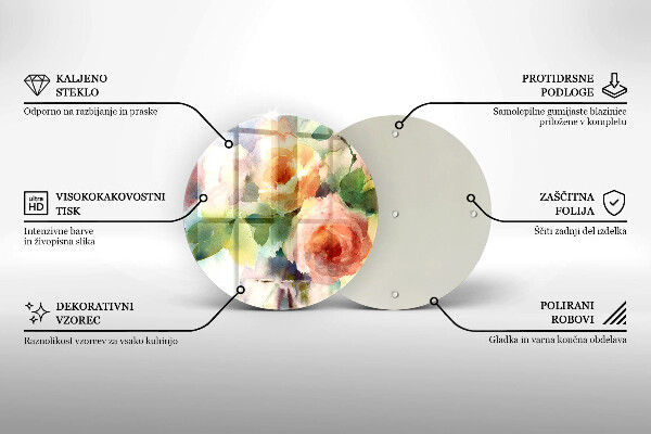 Chopping board glass Painted flowers