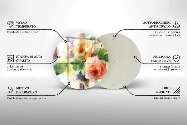 Chopping board glass Painted flowers