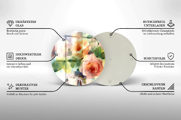 Chopping board glass Painted flowers