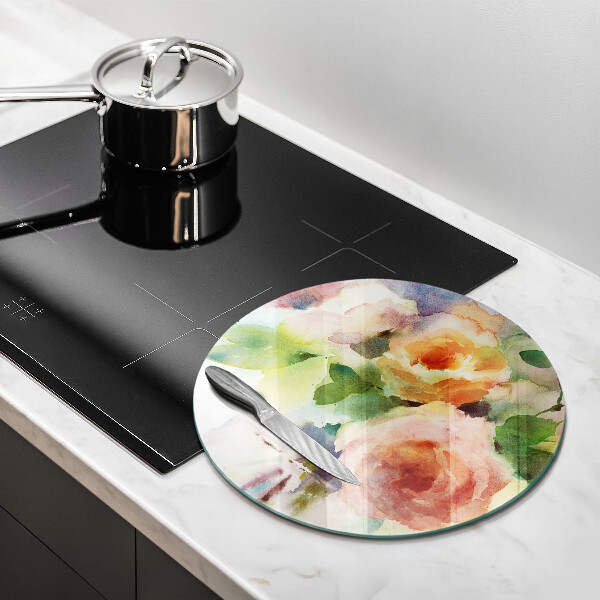 Chopping board glass Painted flowers
